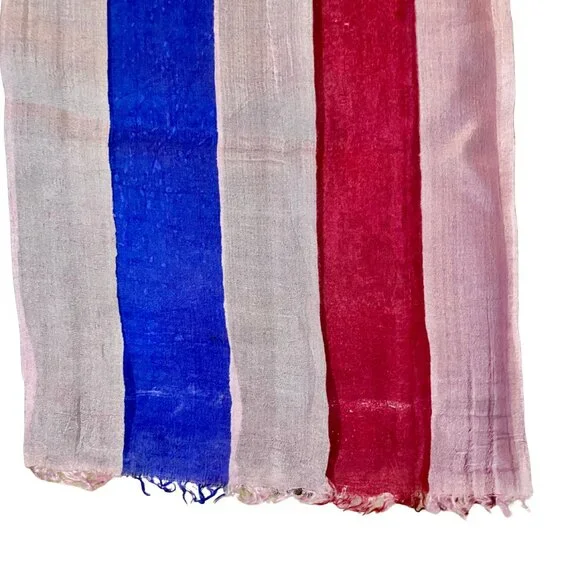 NEW Colorful Uzbek Painted Silk Scarf Shawl (Red/Blue/Green/White/Black) - Picture 5 of 6